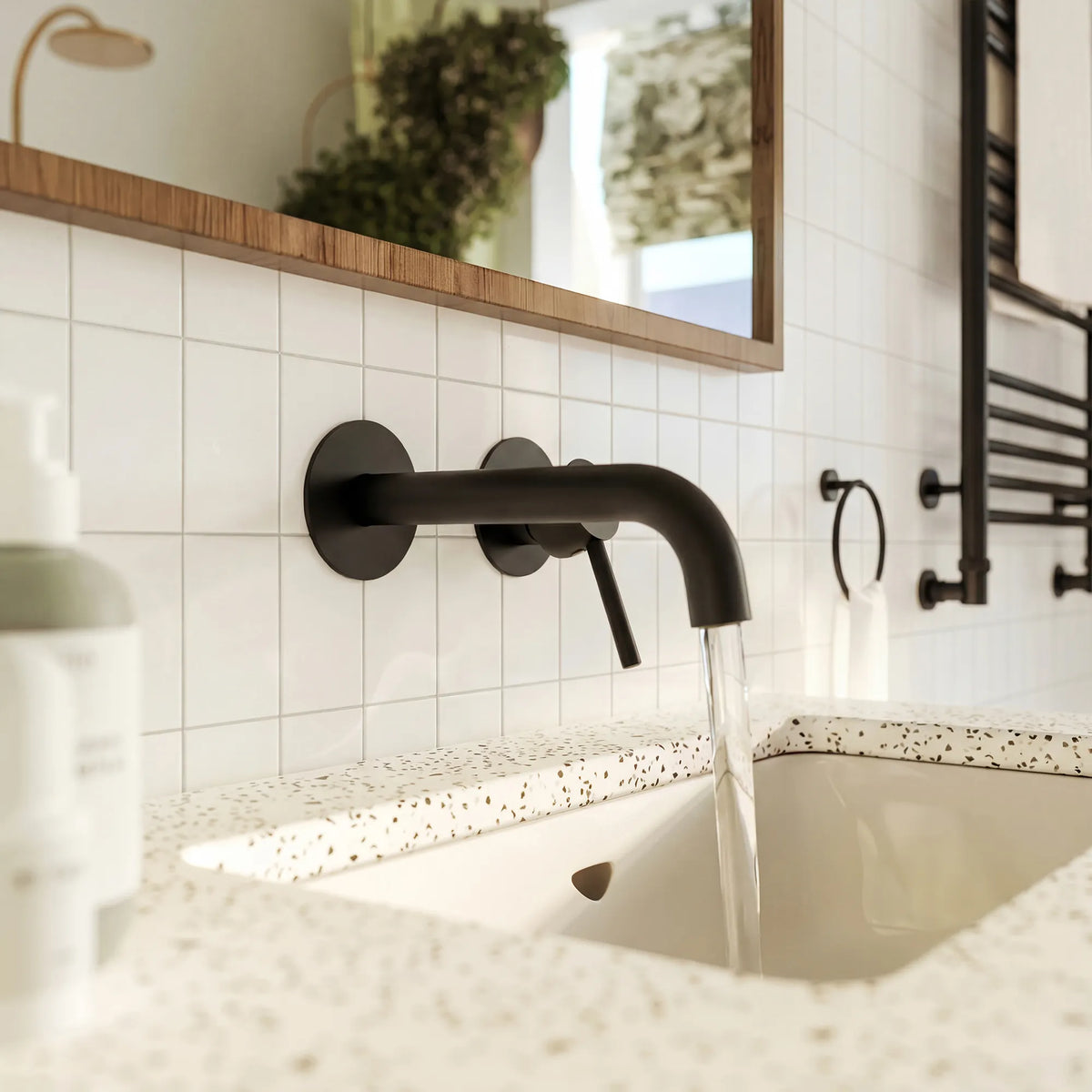 Single-Handle Wall-Mount Bathroom Sink Faucet With Pop-Up Drain