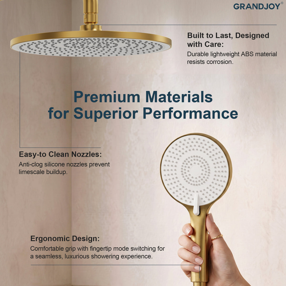 Exposed Dual-Function Rain Shower System with Adjustable Handheld