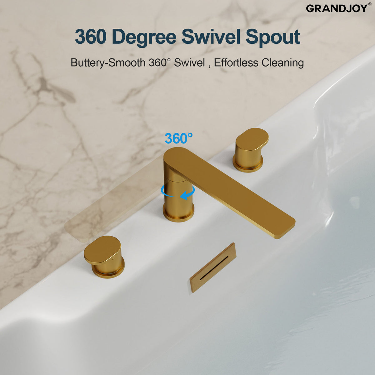 Low-Arc Deck-Mounted Roman Bathtub Faucet with Dual Handles