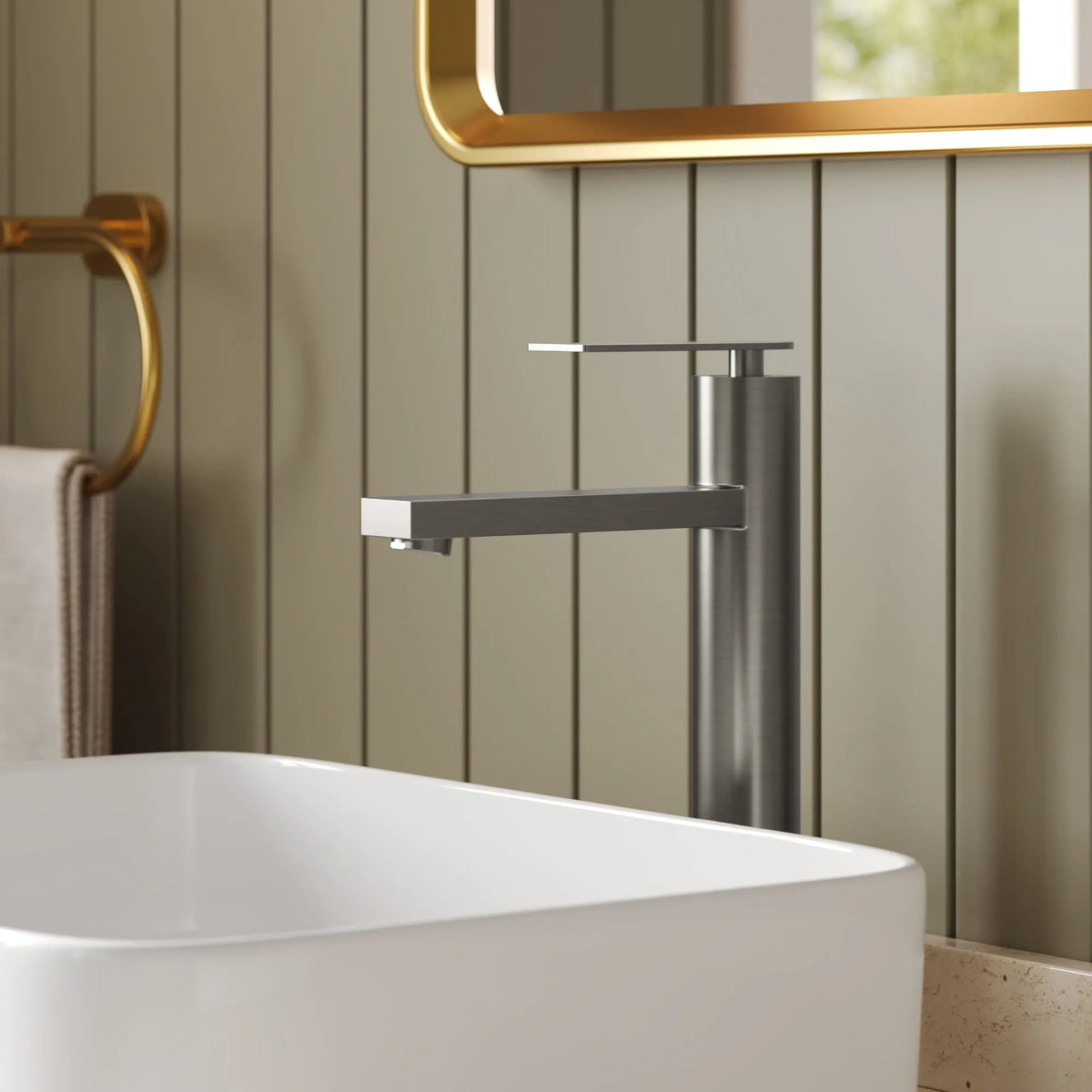 Single-Handle Vessel Bathroom Sink Faucet With Pop-Up Drain