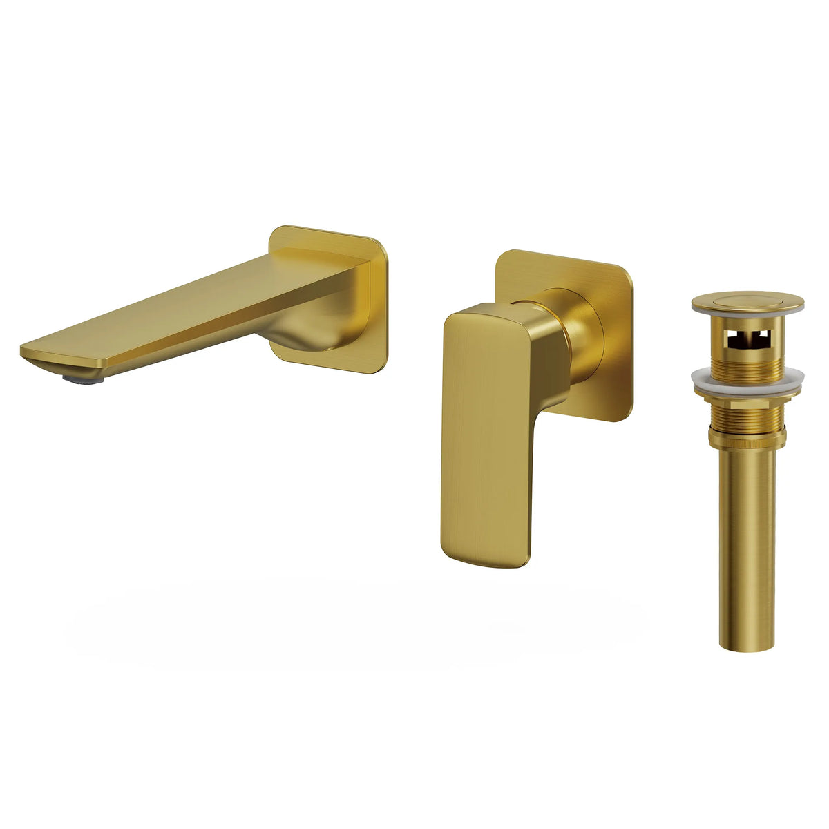 Single-Handle Wall-Mount Bathroom Sink Faucet With Pop-Up Drain