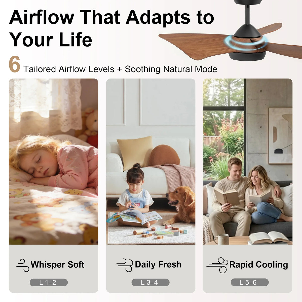 30-Inch Downrod Mount 3-Blade Ceiling Fan with Light and Remote Control