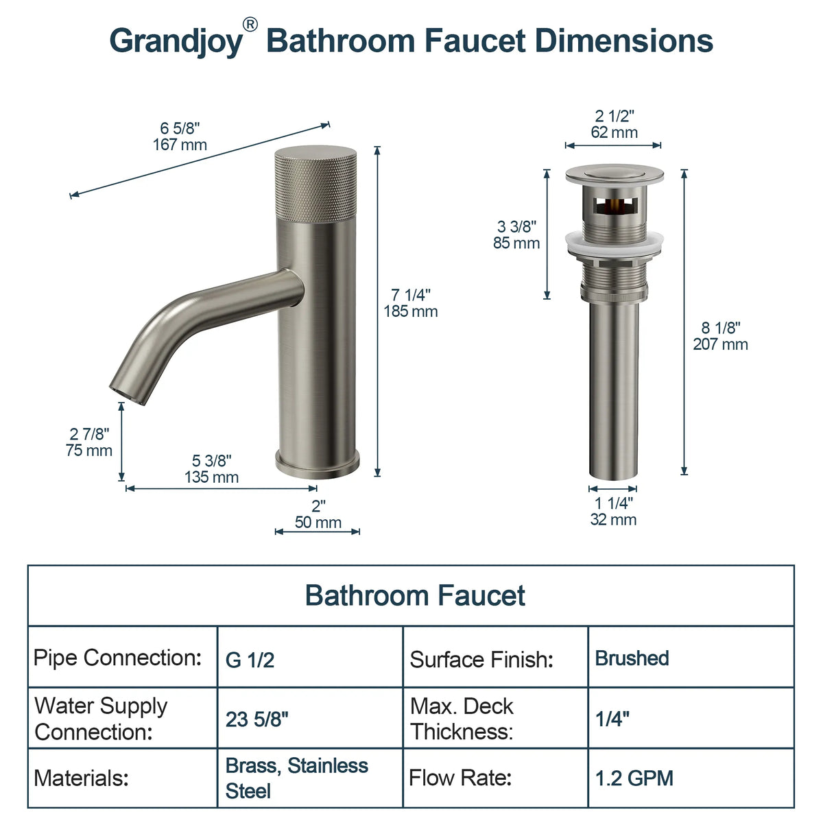 Single-Handle Bathroom Sink Faucet With Pop-Up Drain