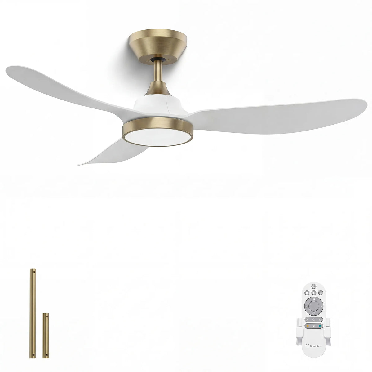 42-Inch Downrod Mount 3-Blade Ceiling Fan with Light and Remote Control