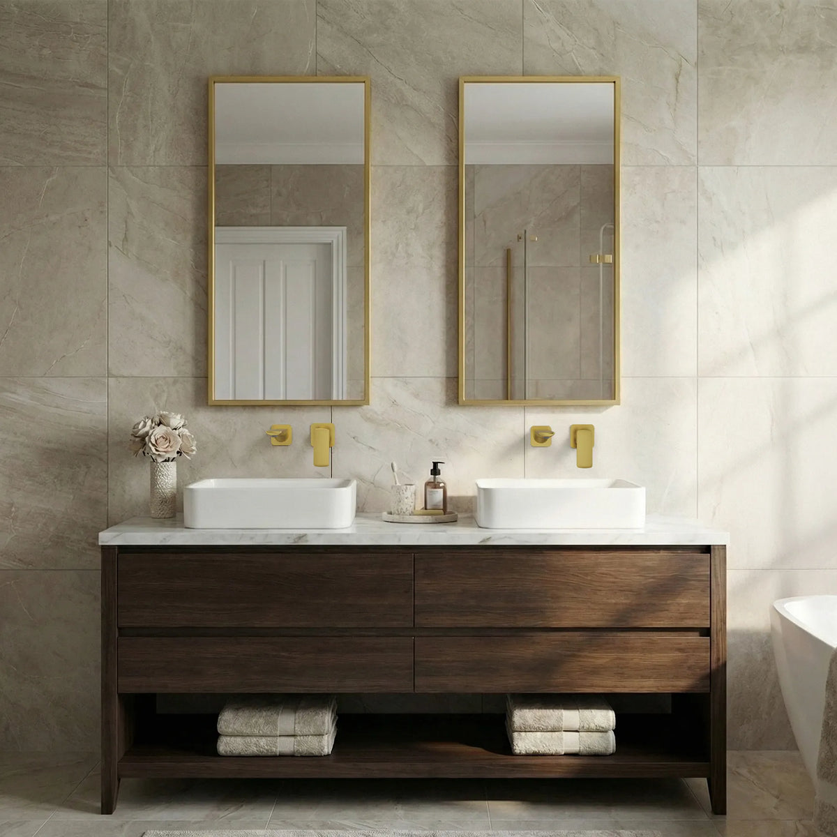 Single-Handle Wall-Mount Bathroom Sink Faucet With Pop-Up Drain