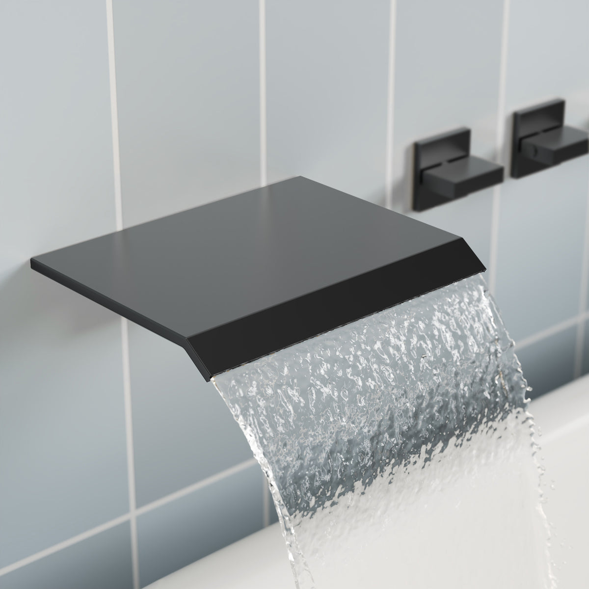 Wall-Mounted Floor-Mounted bathtub with Three Handles and Hand Shower