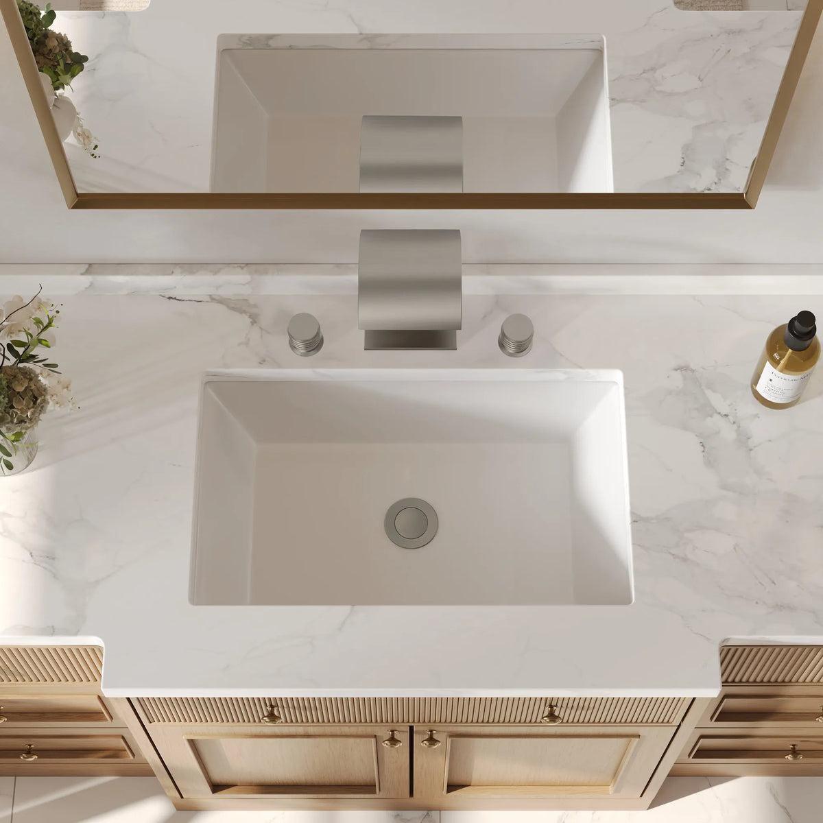 Two-Handle Waterfall Widespread Bathroom Sink Faucet With Pop-Up Drain