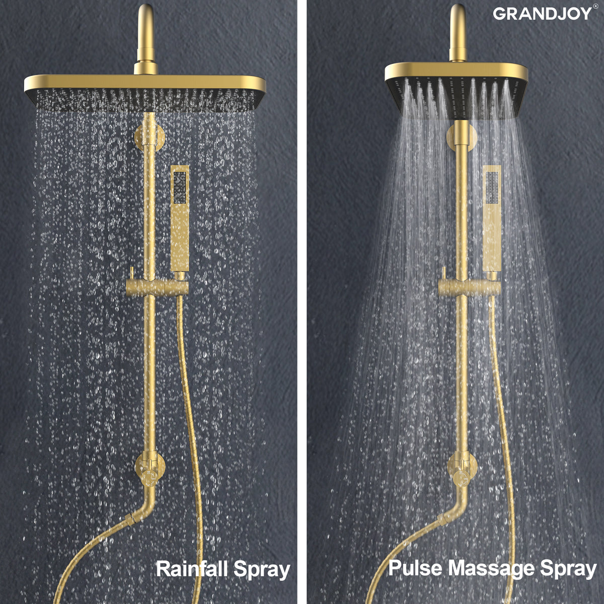 Exposed Shower System with Wide Rain Head and Handheld Spray