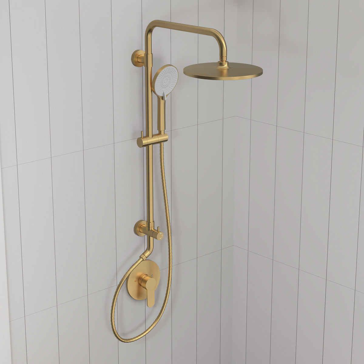 Exposed Pressure-Balanced Rain Shower System with Handheld Spray