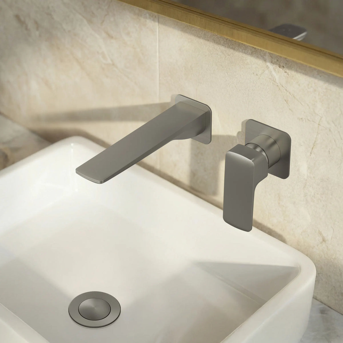 Single-Handle Wall-Mount Bathroom Sink Faucet With Pop-Up Drain