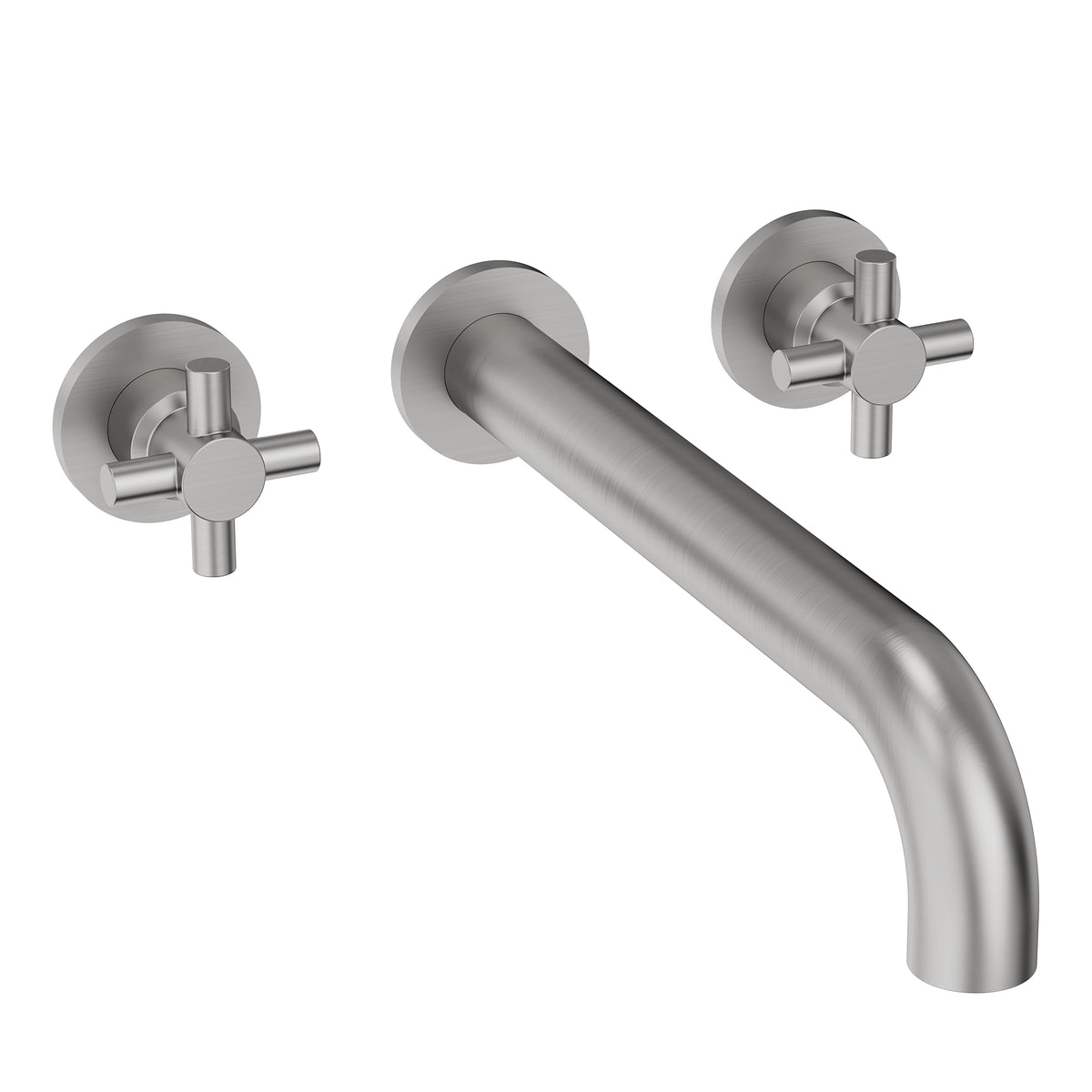 Wall-Mounted Long-Spout Roman Bathtub Faucet with Dual Handles