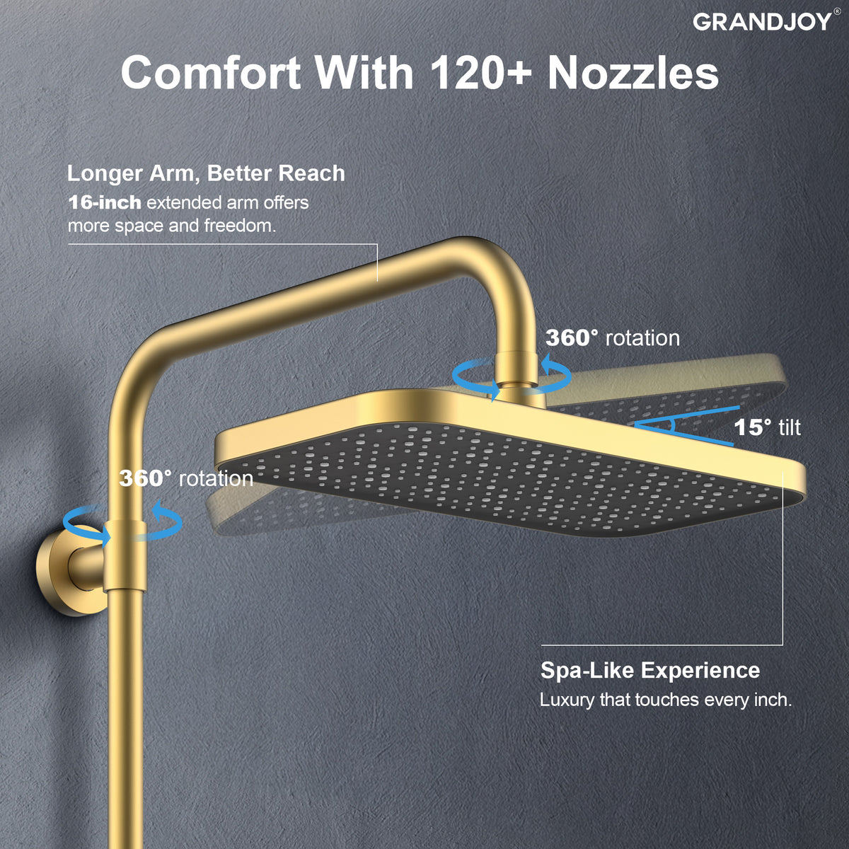 Exposed Shower System with Wide Rain Head and Handheld Spray