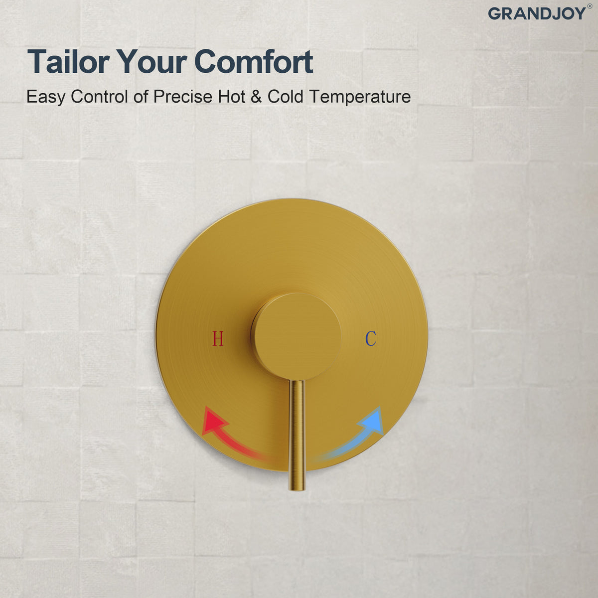 Round Wall-Mounted Rain Shower System with Pressure-Balanced Valve