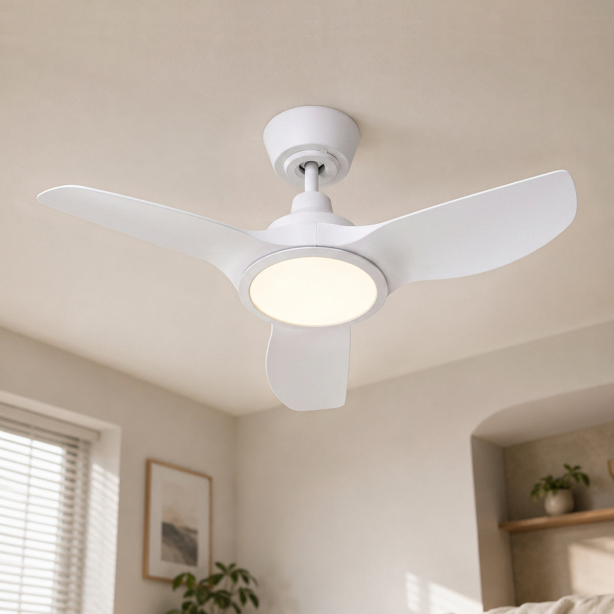 36-Inch Downrod Mount 3-Blade Ceiling Fan with Light and Remote Control