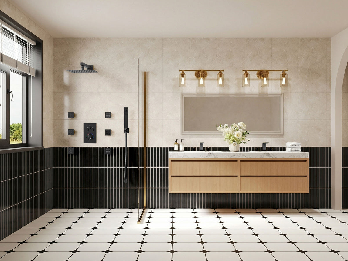12-Inch Wall-Mounted Three-Function Thermostatic Shower System