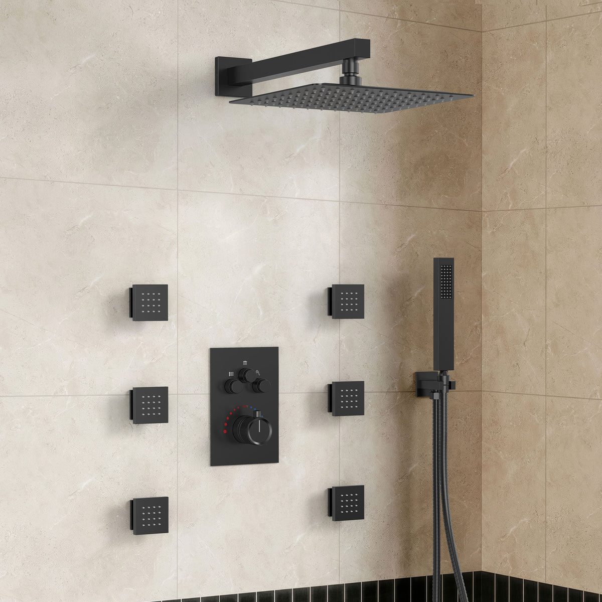 12-Inch Wall-Mounted Three-Function Thermostatic Shower System