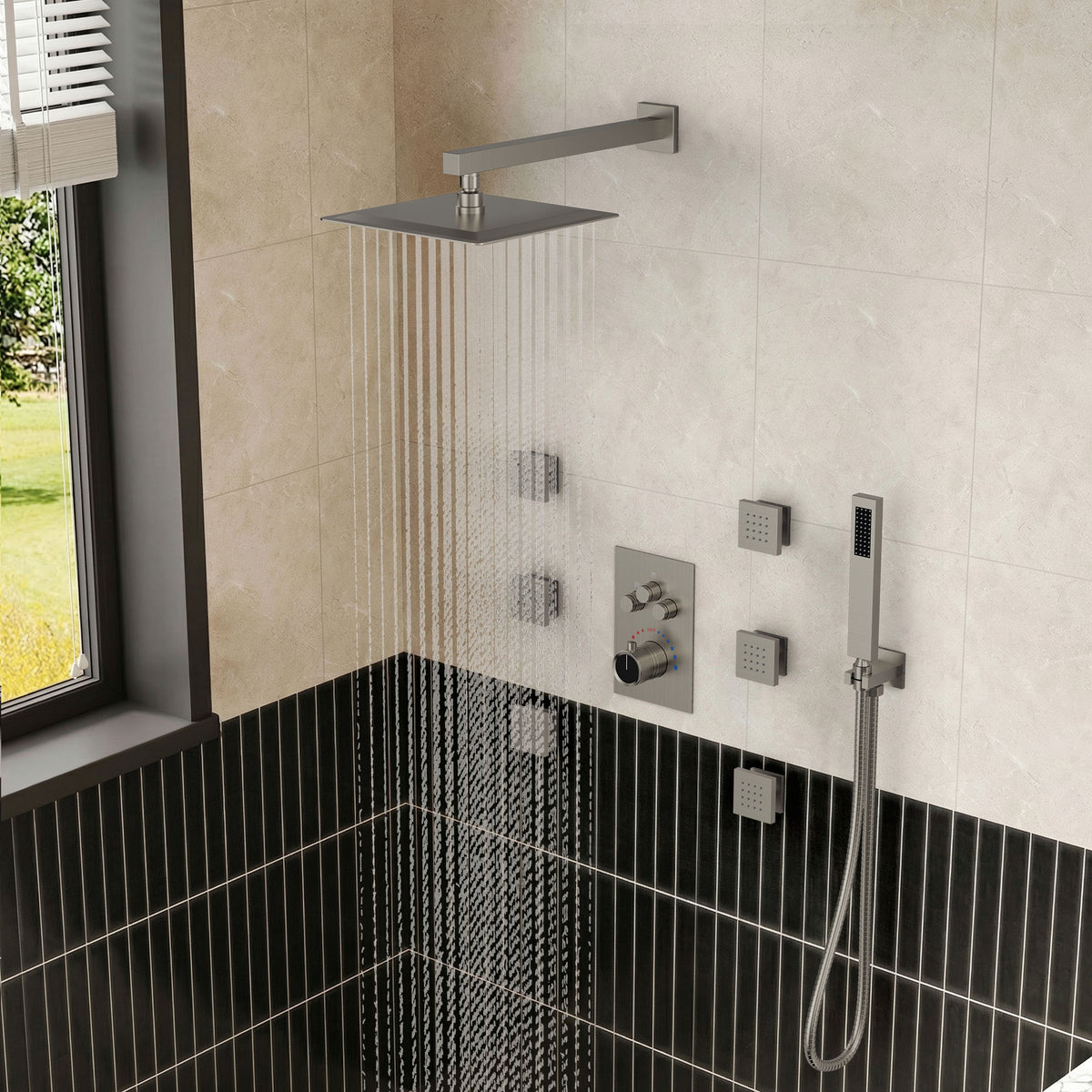 12-Inch Wall-Mounted Three-Function Thermostatic Shower System