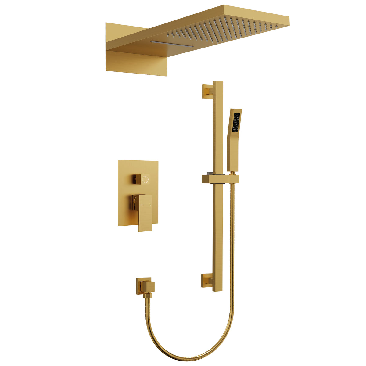 22-Inch Rainfall Wall-Mounted Shower System with Waterfall and Handheld Spray