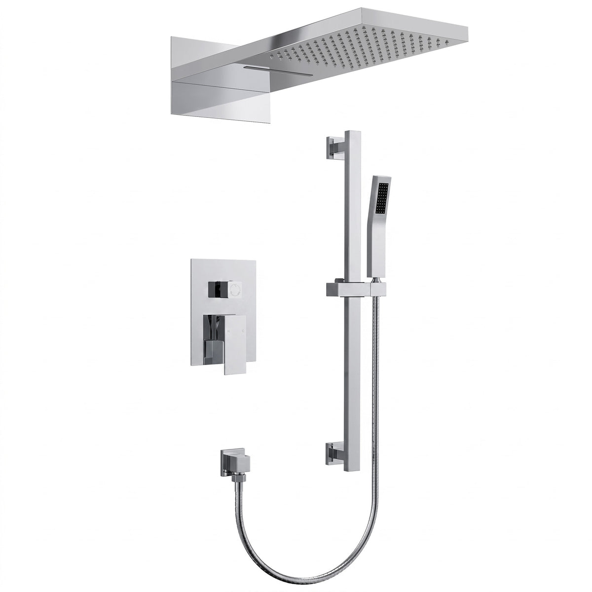 22-Inch Rainfall Wall-Mounted Shower System with Waterfall and Handheld Spray