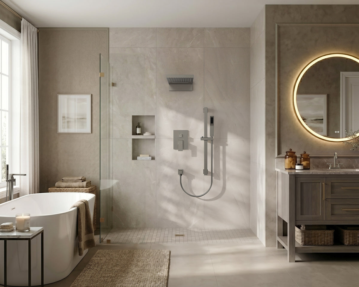 22-Inch Rainfall Wall-Mounted Shower System with Waterfall and Handheld Spray