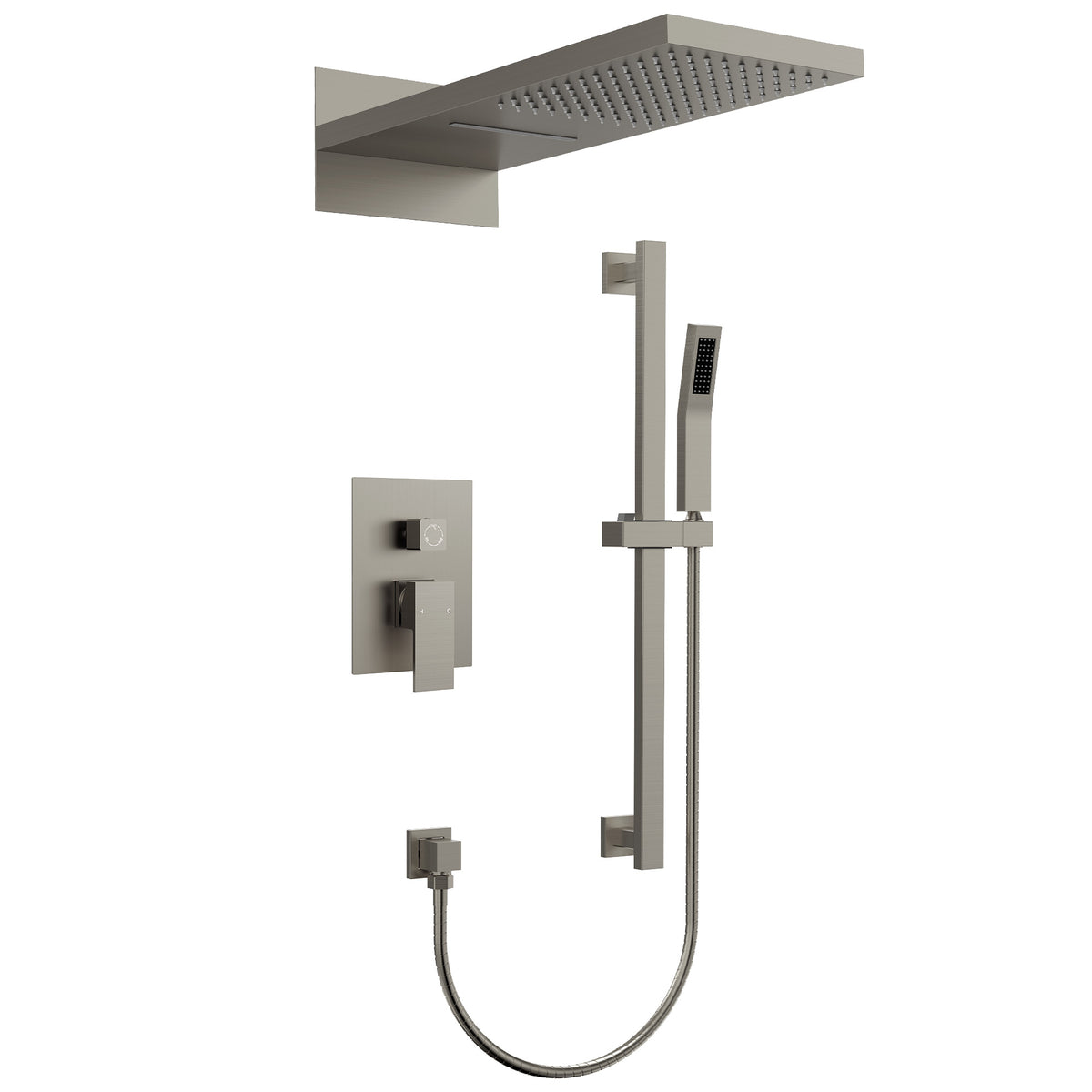 22-Inch Rainfall Wall-Mounted Shower System with Waterfall and Handheld Spray