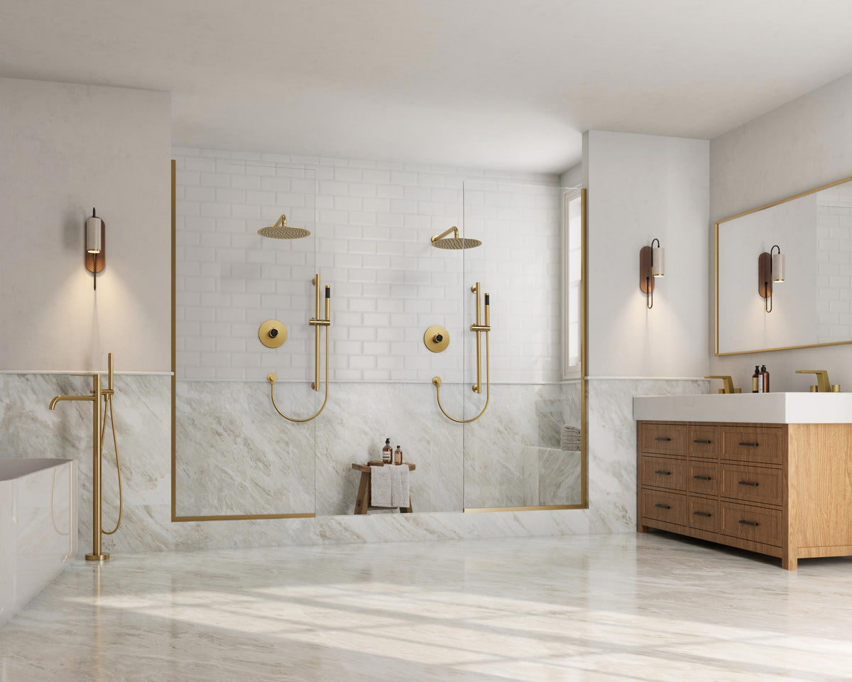 Wall-Mounted Rainfall Shower System with Adjustable Slide-Bar Handheld