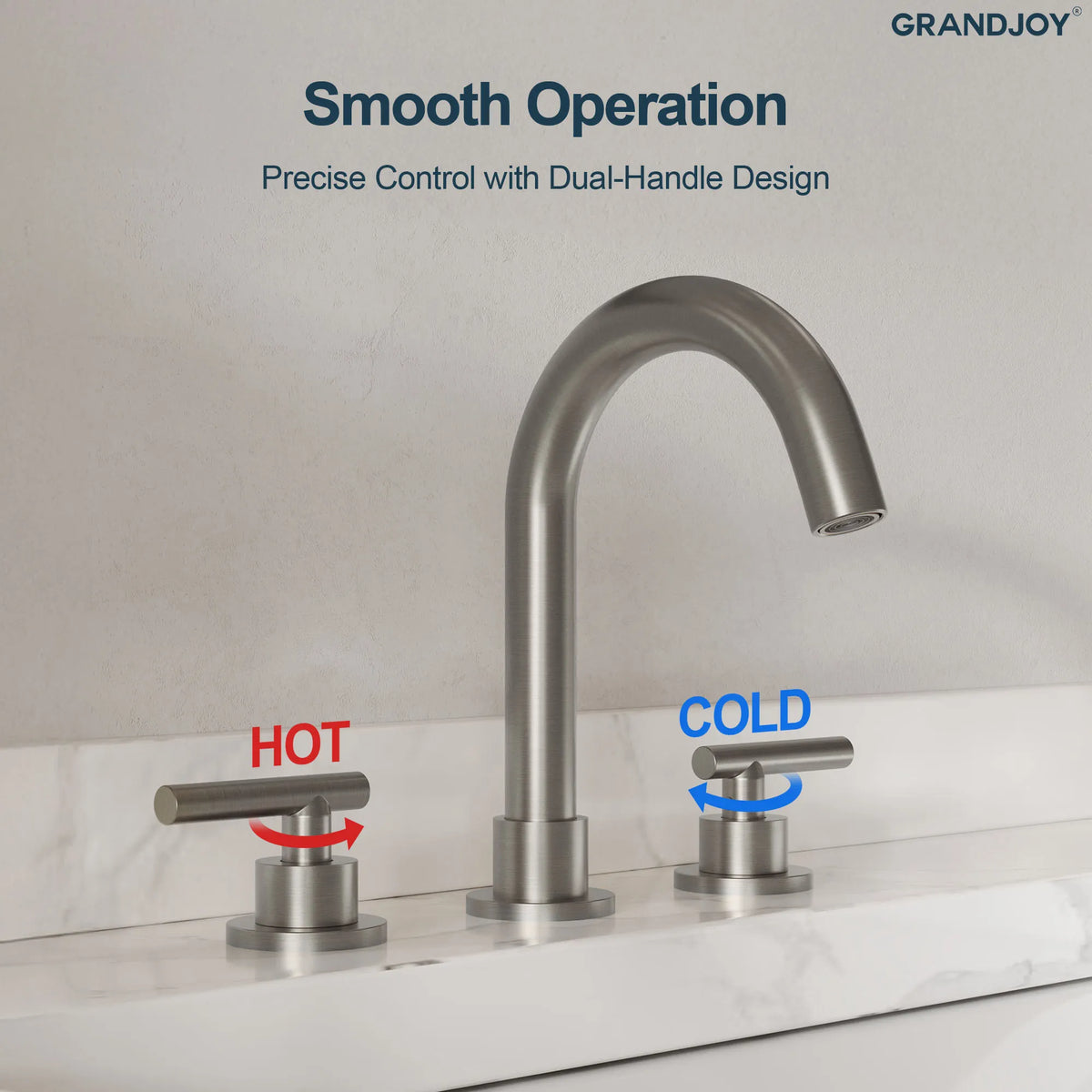 Two-Handle Mid Arc Widespread Bathroom Sink Faucet With Pop-Up Drain