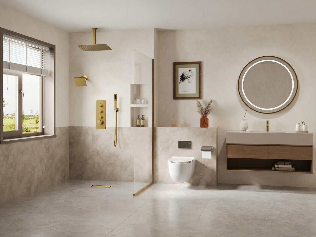 16-Inch Ceiling-Mounted Dual-Head Shower System with Handheld Sprayer