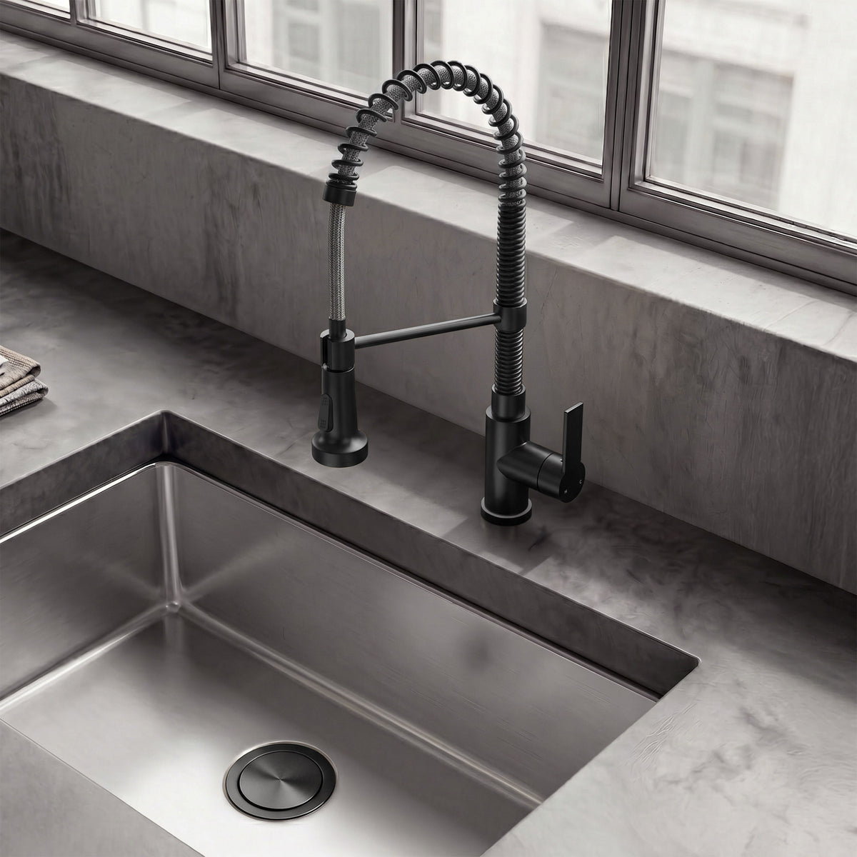 Single-Handle Pre-Rinse Spring Pull-Down Kitchen Faucet