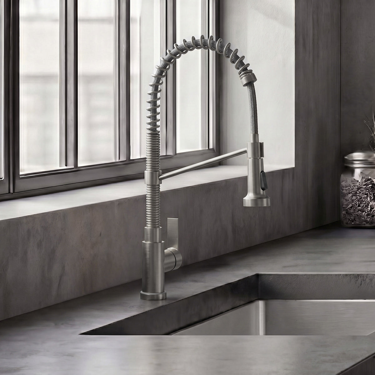 Single-Handle Pre-Rinse Spring Pull-Down Kitchen Faucet