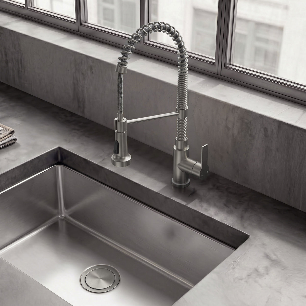 Single-Handle Pre-Rinse Spring Pull-Down Kitchen Faucet