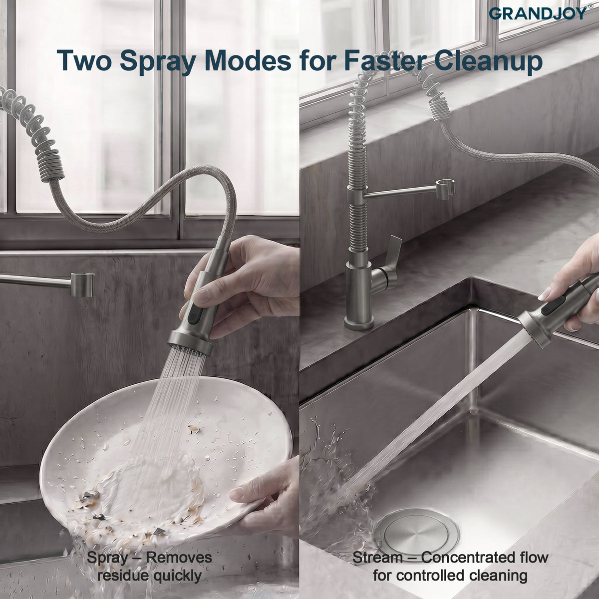 Single-Handle Pre-Rinse Spring Pull-Down Kitchen Faucet