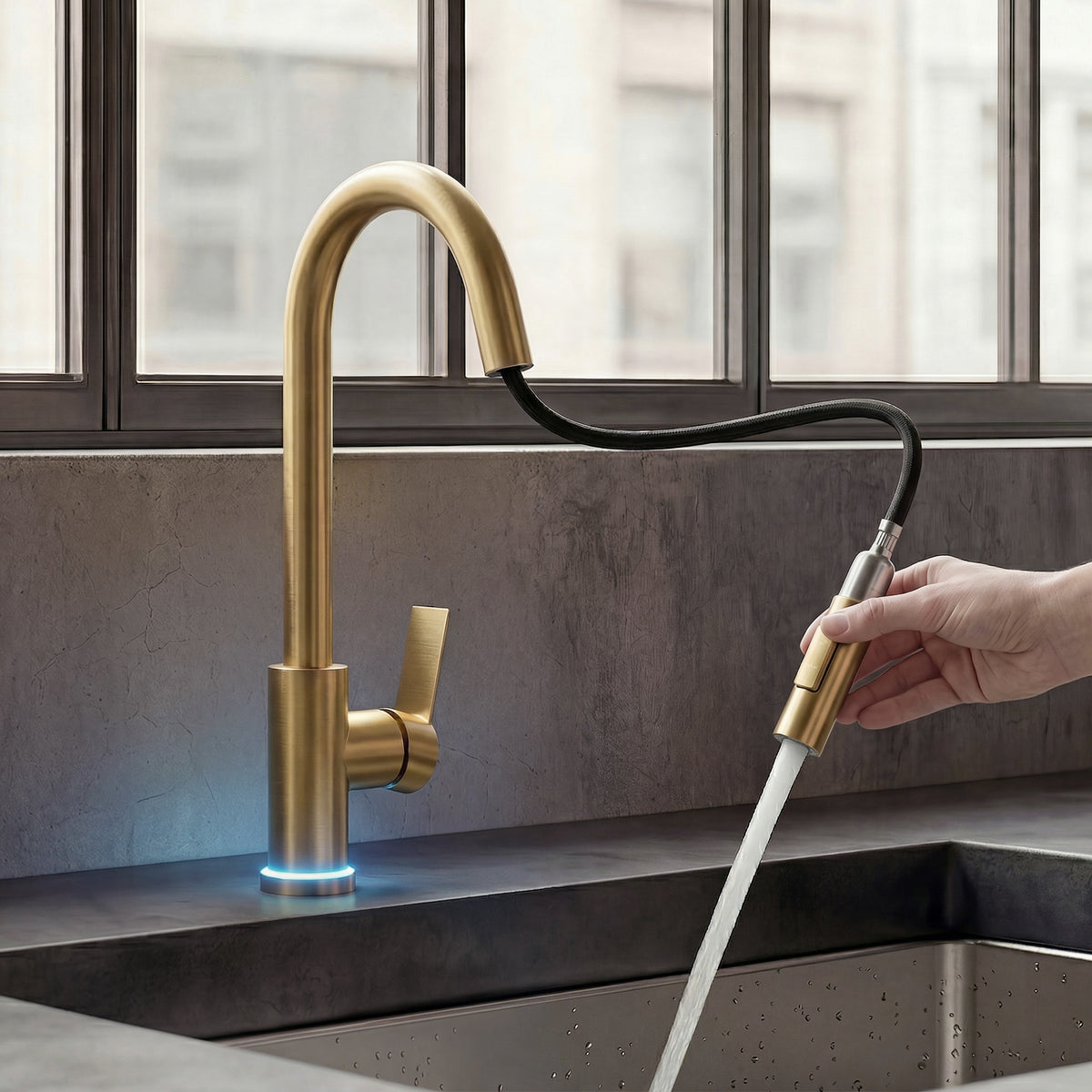 Single-Handle Pull-Down Kitchen Faucet With Dual Spray Modes