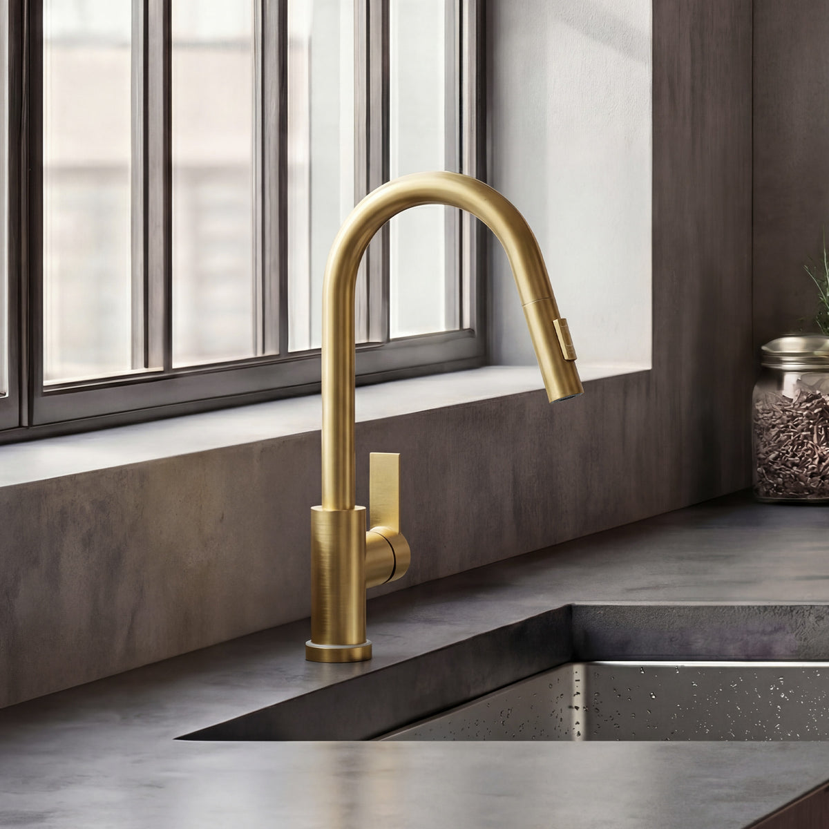 Single-Handle Pull-Down Kitchen Faucet With Dual Spray Modes