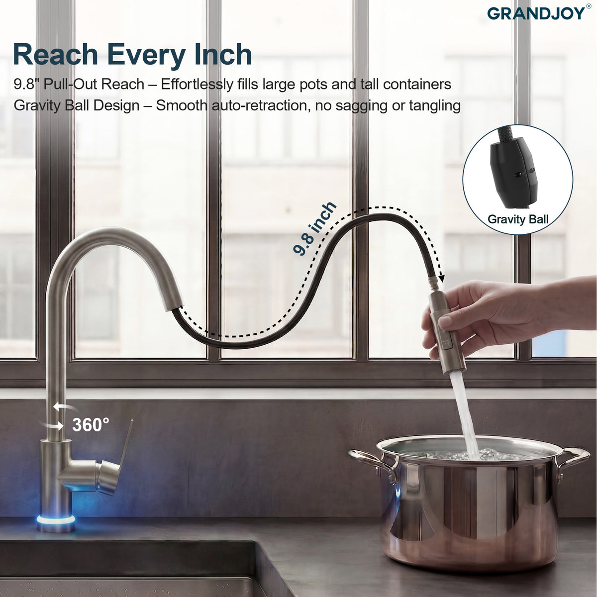 Single-Handle Pull-Down Kitchen Faucet With Dual Spray Modes