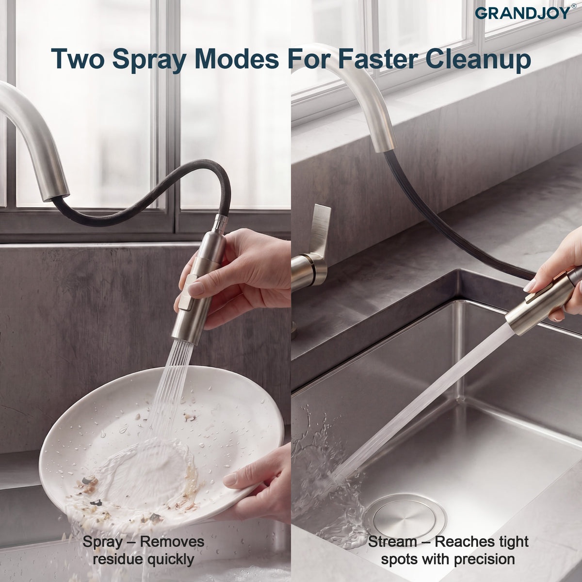 Single-Handle Pull-Down Kitchen Faucet With Dual Spray Modes