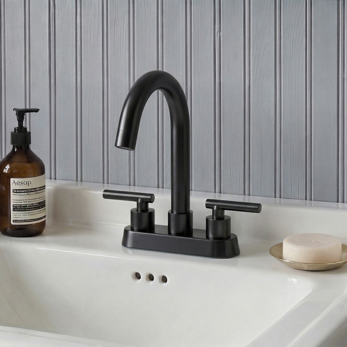 Two-Handle Centerset Bathroom Sink Faucet With Pop-Up Drain