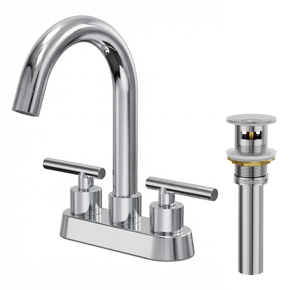 Two-Handle Centerset Bathroom Sink Faucet With Pop-Up Drain