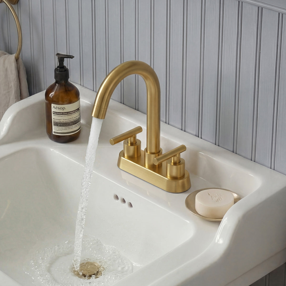 Two-Handle Centerset Bathroom Sink Faucet With Pop-Up Drain