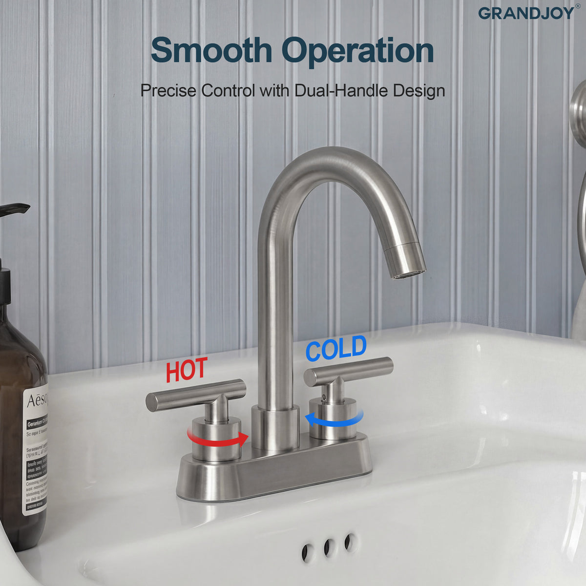 Two-Handle Centerset Bathroom Sink Faucet With Pop-Up Drain