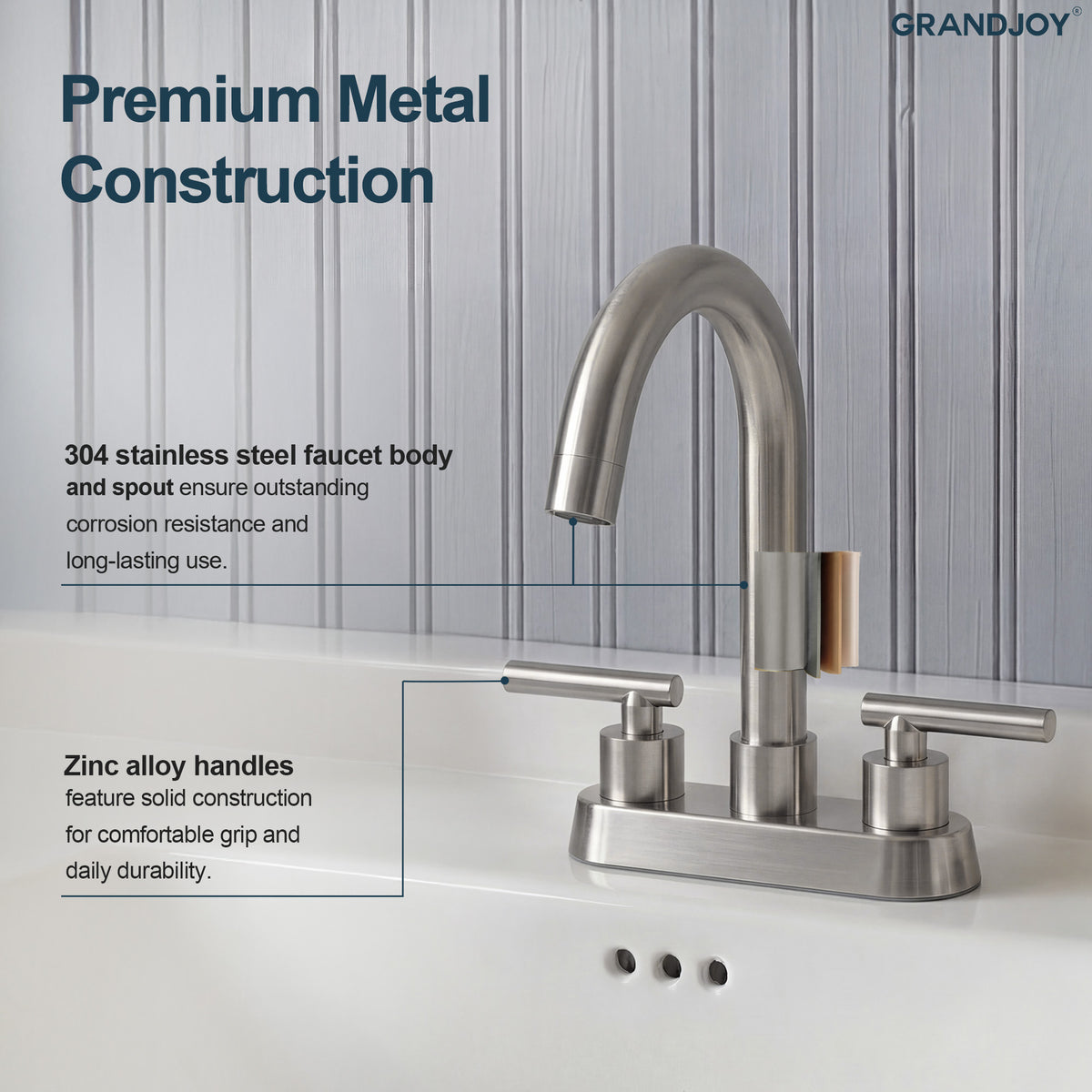 Two-Handle Centerset Bathroom Sink Faucet With Pop-Up Drain