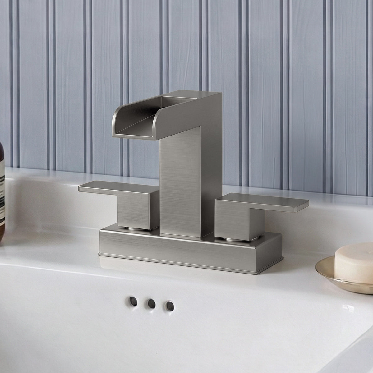 Two-Handle Centerset Bathroom Sink Faucet With Pop-Up Drain