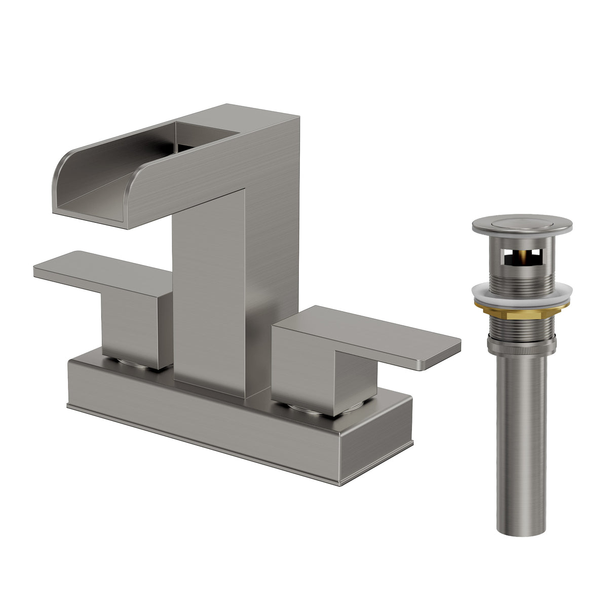 Two-Handle Centerset Bathroom Sink Faucet With Pop-Up Drain