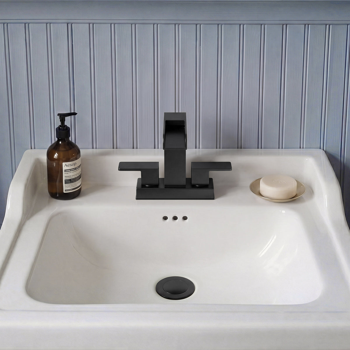 Two-Handle Centerset Bathroom Sink Faucet With Pop-Up Drain