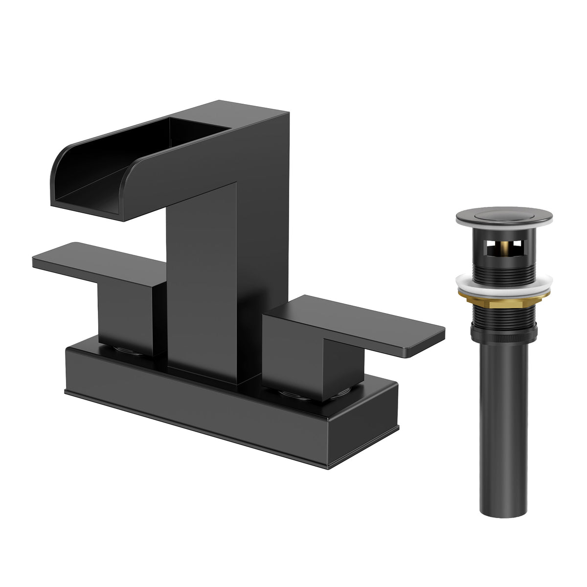 Two-Handle Centerset Bathroom Sink Faucet With Pop-Up Drain