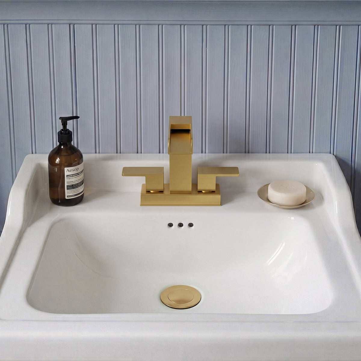 Two-Handle Centerset Bathroom Sink Faucet With Pop-Up Drain