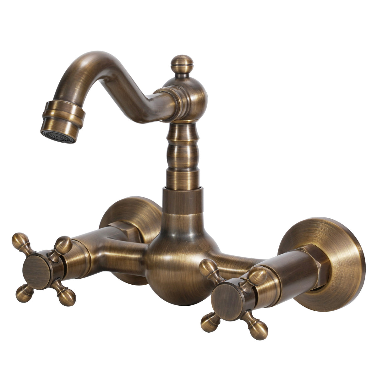 Two-Handle Wall-Mount Bathroom Sink Faucet