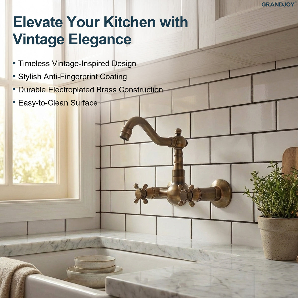 Two-Handle Wall-Mount Bathroom Sink Faucet