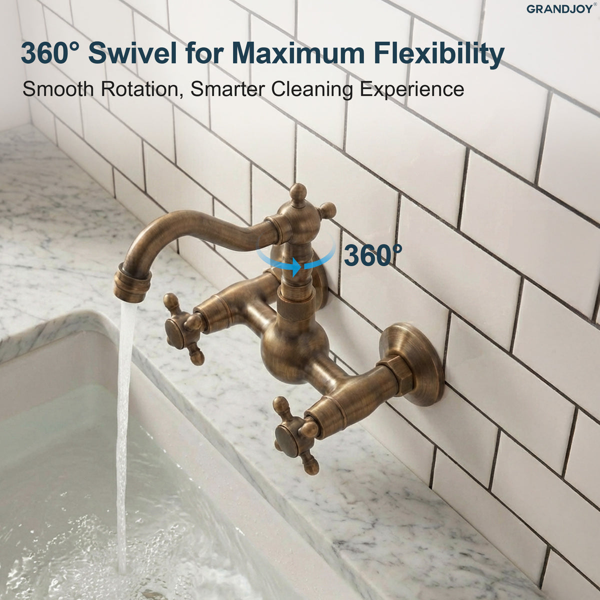 Two-Handle Wall-Mount Bathroom Sink Faucet