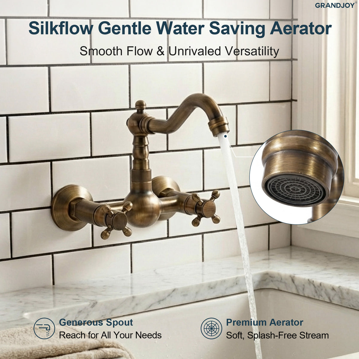 Two-Handle Wall-Mount Bathroom Sink Faucet